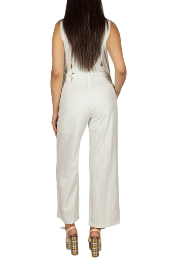 Ryujee Odile ολόσωμη φόρμα λευκή ριγέ