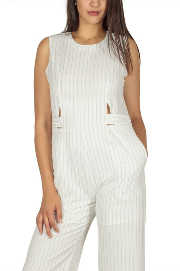 Ryujee Odile ολόσωμη φόρμα λευκή ριγέ