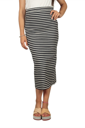 Soft Rebels Stella striped midi skirt night sky-off white