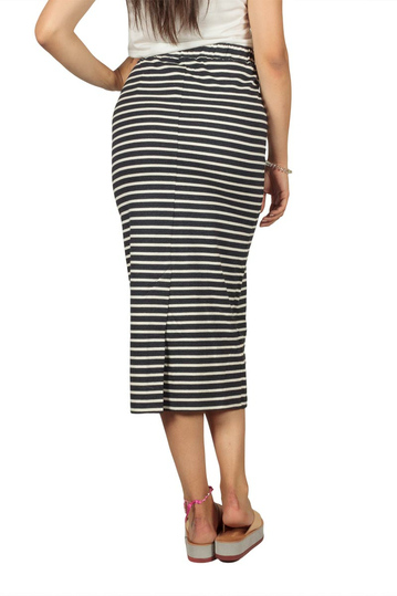 Soft Rebels Stella striped midi skirt night sky-off white