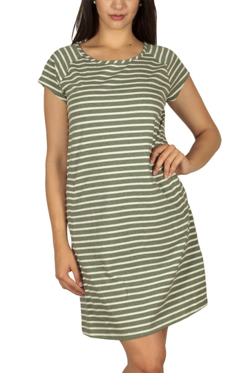 Soft Rebels Stella mini φόρεμα ριγέ χακί-εκρού