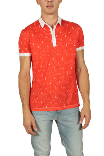 French Kick Anchors men's polo red