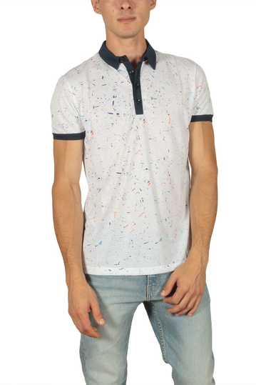 French Kick Peinture men's polo white