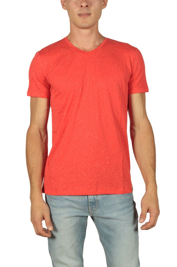 French Kick men's t-shirt Vee bright coral