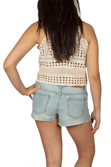 Crochet crop top beige