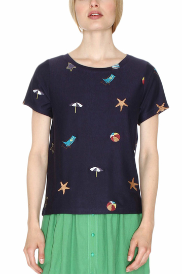 Pepaloves Beach women's t-shirt navy