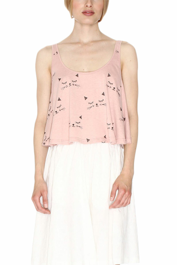 Pepaloves Cat faces crop top nude