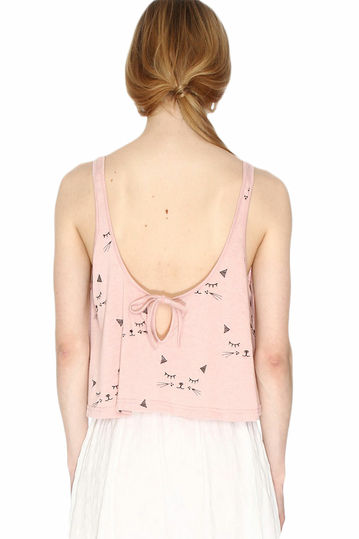 Pepaloves Cat faces crop top nude
