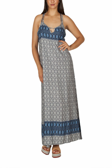 Maxi strap dress navy-white