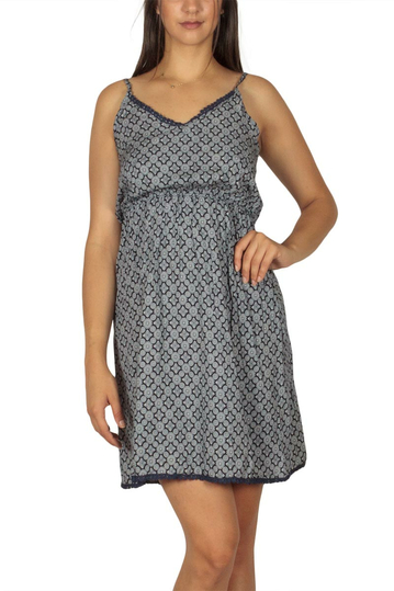 Printed strappy dress navy