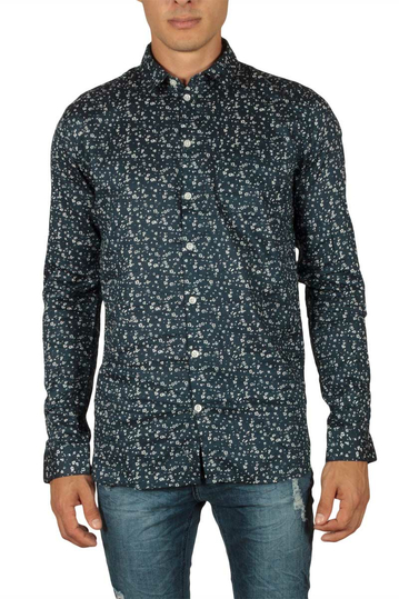 Minimum Tramonto shirt navy with ivory print