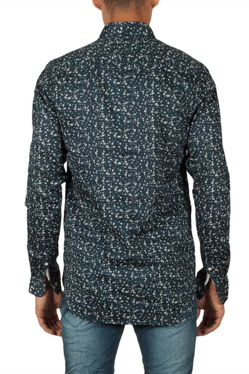 Minimum Tramonto πουκάμισο μπλε ιβουάρ πριντ