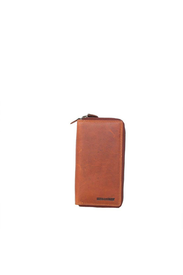 Hill Burry double zip leather wallet brown