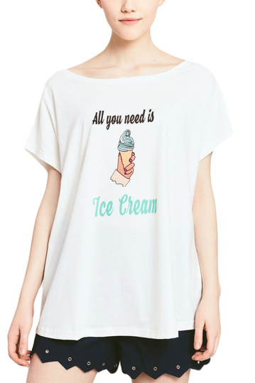 Migle + me Gelato γυναικείο baggy t-shirt ημίλευκο