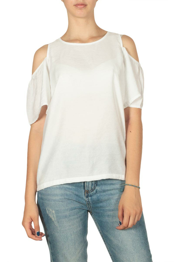 Minimum Eileen cut-out shoulder top white