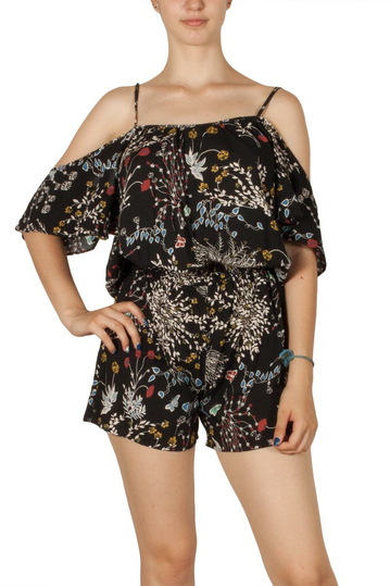 Τιραντέ ολόσωμο σορτς vintage print μαύρο