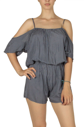 Τιραντέ ολόσωμο σορτς vintage print μπλε