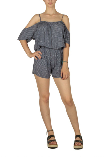 Strap playsuit vintage print blue