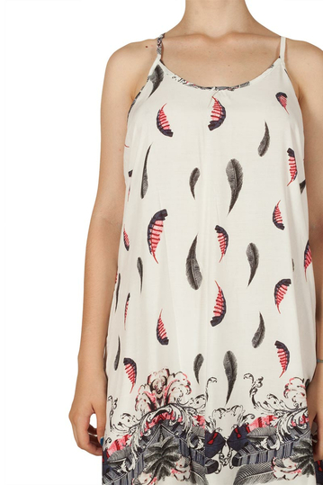 Low-cut racerback dress white with print