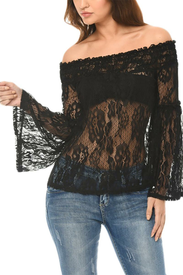 AX Paris Bardot lace top black