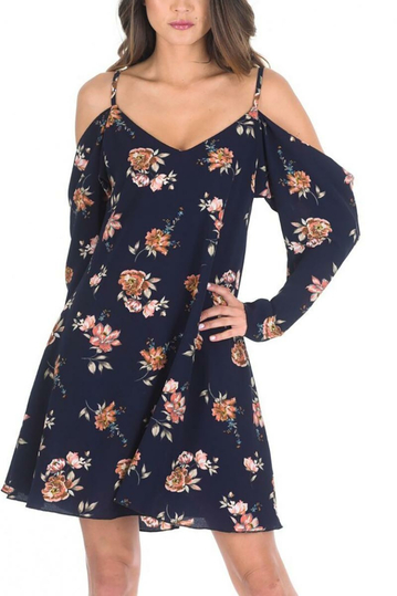 AX Paris έξωμο swing φόρεμα εμπριμέ μπλε