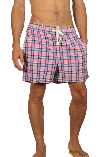 Gerry North men's plaid swim shorts purple