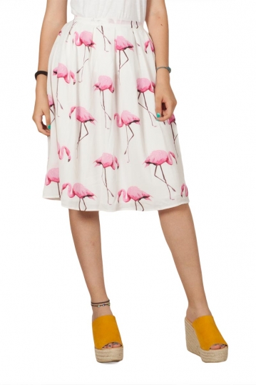 Migle + me Flamingos pleated skirt