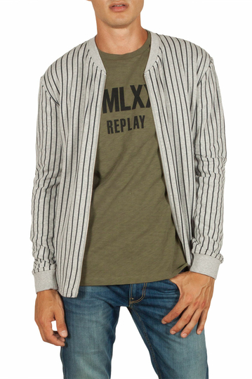 Minimum Grenola φούτερ ζακέτα ριγέ γκρι μελανζέ