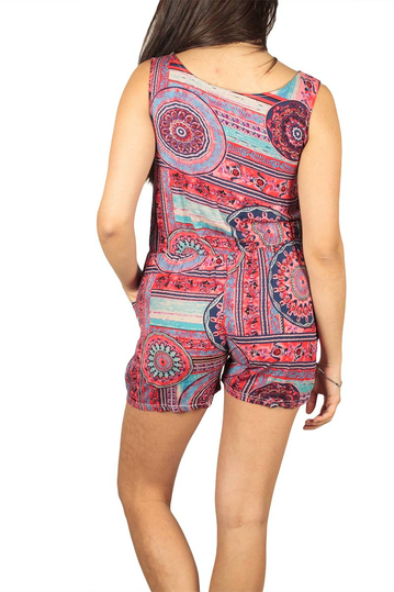Sleeveless printed playsuit fuchsia