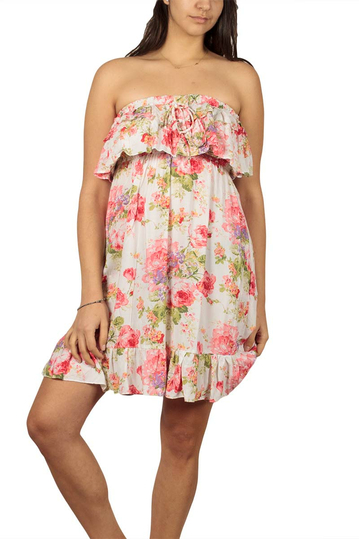 Strapless mini dress floral