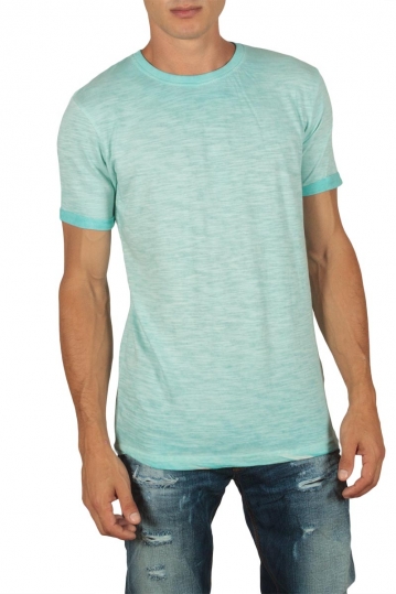Men's longline t-shirt pastel turquoise melange