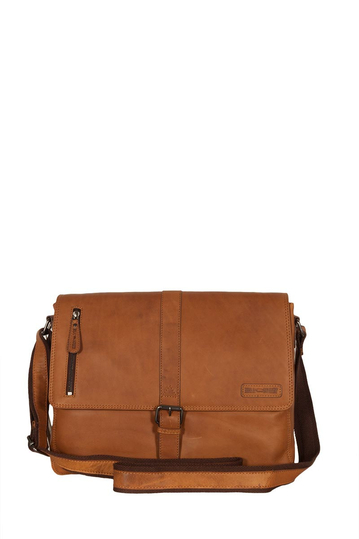 Hill Burry leather messenger bag cognac