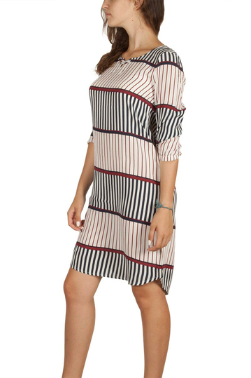 Soft Rebels Lilly ριγέ φόρεμα λευκό-μπλε-μπορντό