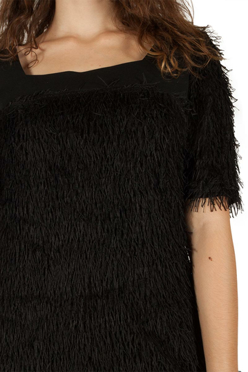 Ryujee Desta μαύρο φόρεμα με κρόσια