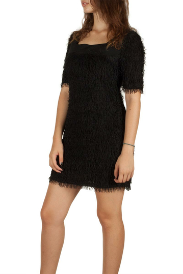 Ryujee Desta μαύρο φόρεμα με κρόσια