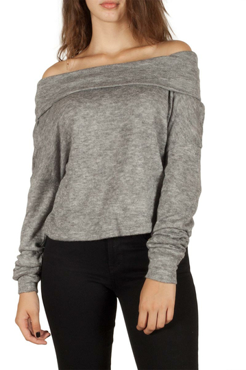 Ryujee Pina cold shoulder jumper grey melange