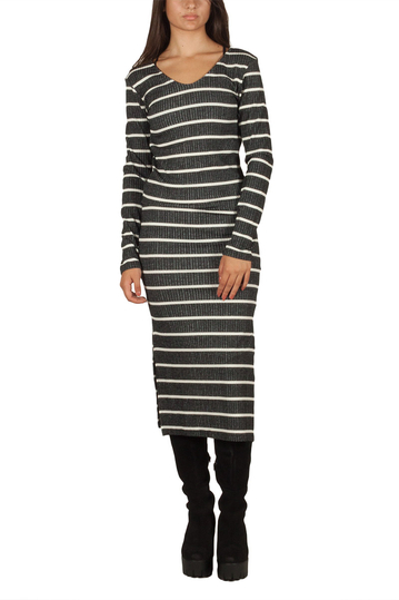 LTB Noyewo striped dress black melange-ecru