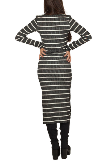 LTB Noyewo ριγέ φόρεμα μαύρο μελανζέ-εκρού