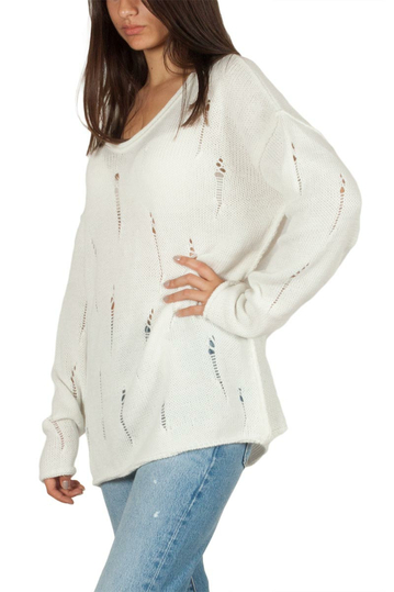 Baraaka Acore πουλόβερ εκρού με τρύπες