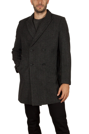 Nines Neston double breasted coat charcoal