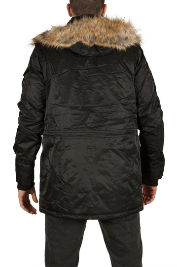 Ανδρικό παρκά μαύρο με κουκούλα