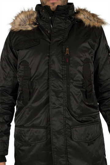 Ανδρικό παρκά μαύρο με κουκούλα