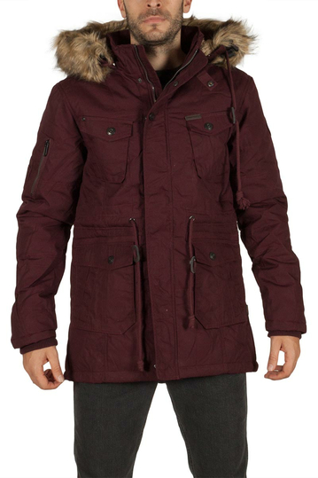 Men's hooded parka wine