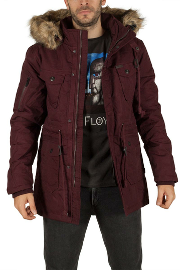 Ανδρικό παρκά μπορντό με κουκούλα