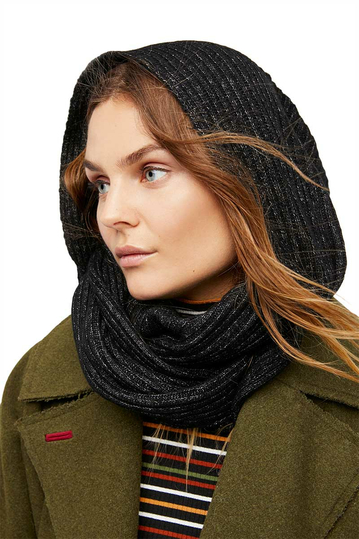 Free People Bottom hooded cowl black marl