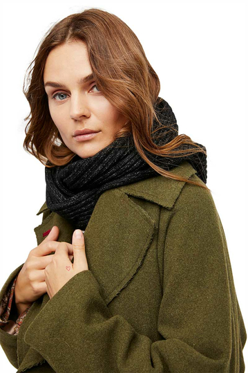 Free People Bottom hooded cowl black marl