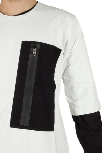 Humanism double layer μπλούζα λευκή-μαύρη