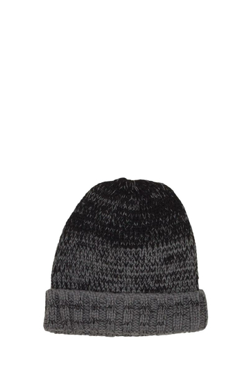 Turn up beanie grey-black melange