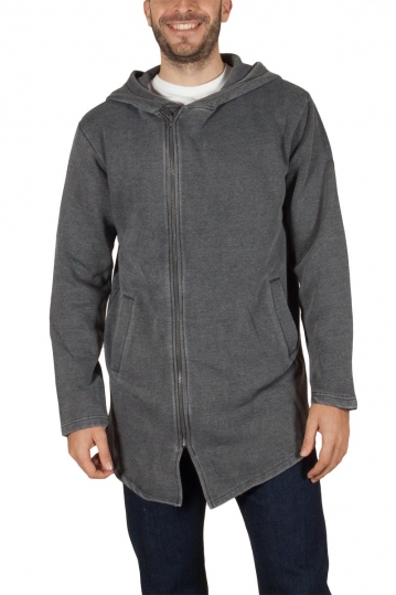 Men's longline zip hoodie charcoal