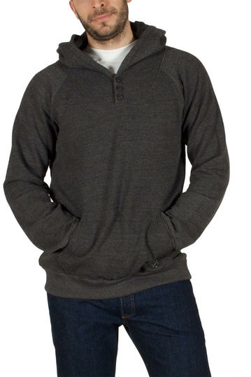 Men's longline hoodie black melange